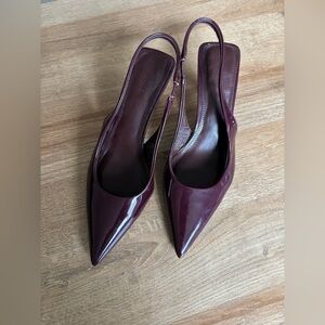NAKD burgundy kitten sling back heels